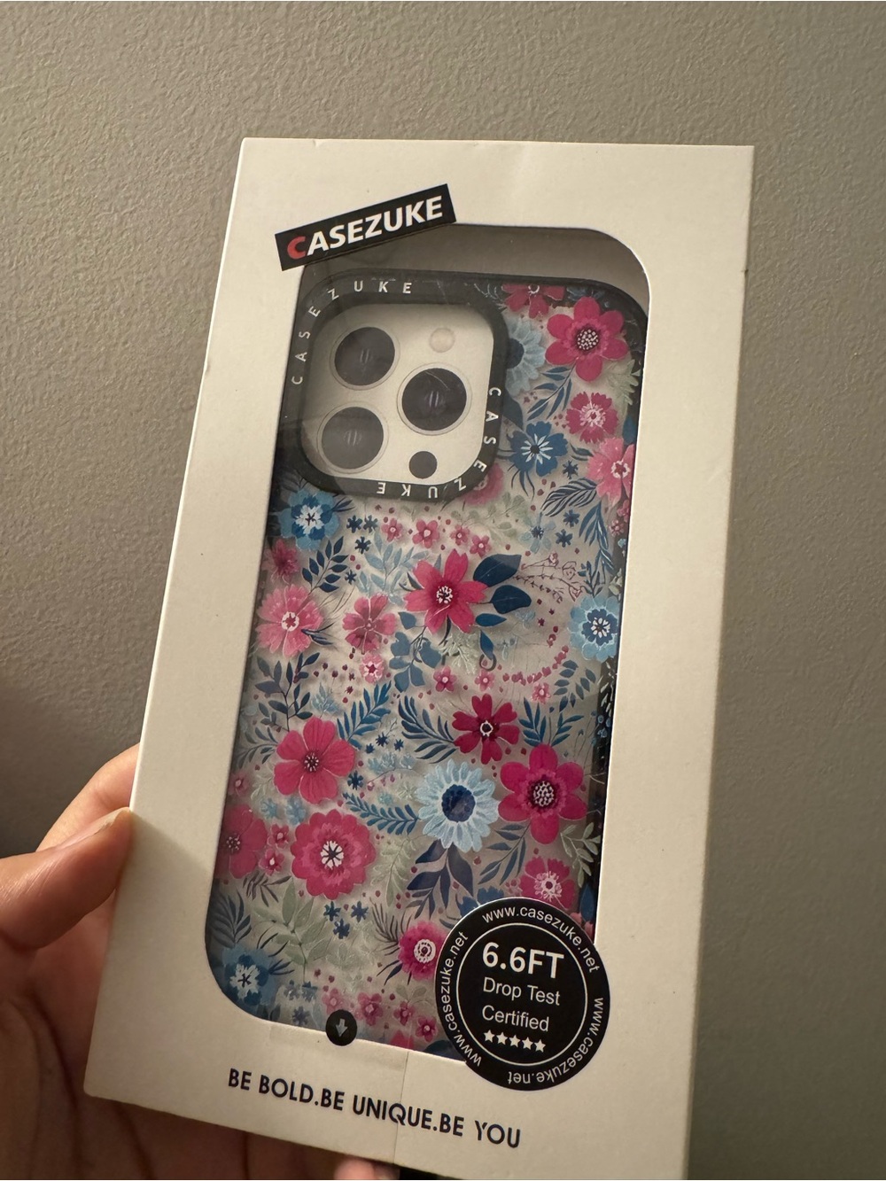 Floral Protective Phone 16 Pro Case - Pink & Blue